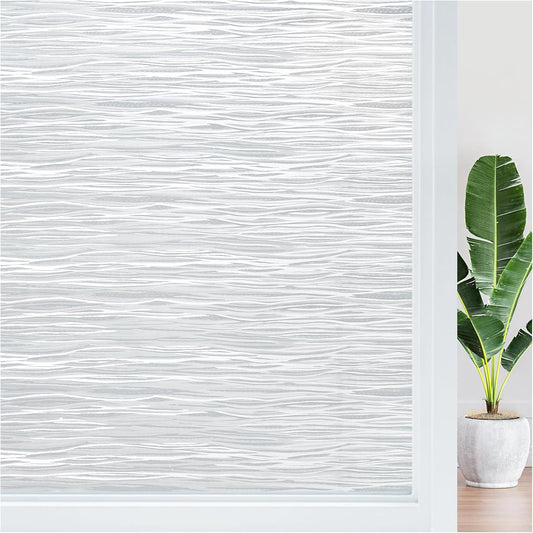 Haton Window Privacy Film, Frosted Glass Privacy Window Clings, Sun Blocking Frosting Opaque Coverings, Static Cling Removable Decorative Stickers for Home Door, Non-Adhesive 23.6" x 157.4"