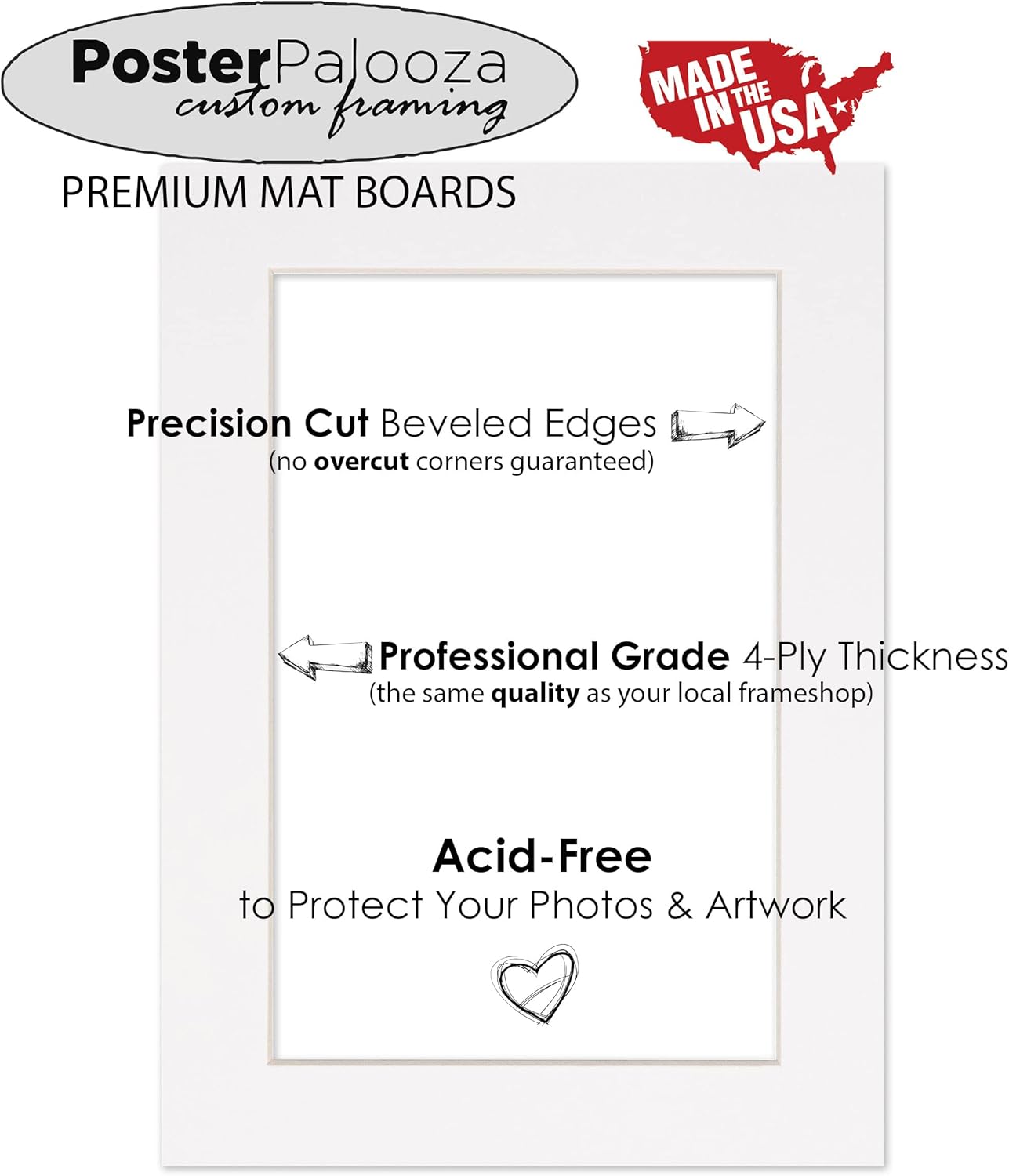 Poster Palooza 8x10 Mat Bevel Cut for 6x8 Photos - Acid Free Chamois Yellow Precut Matboard - For Pictures, Photos, Framing - 4-ply Thickness