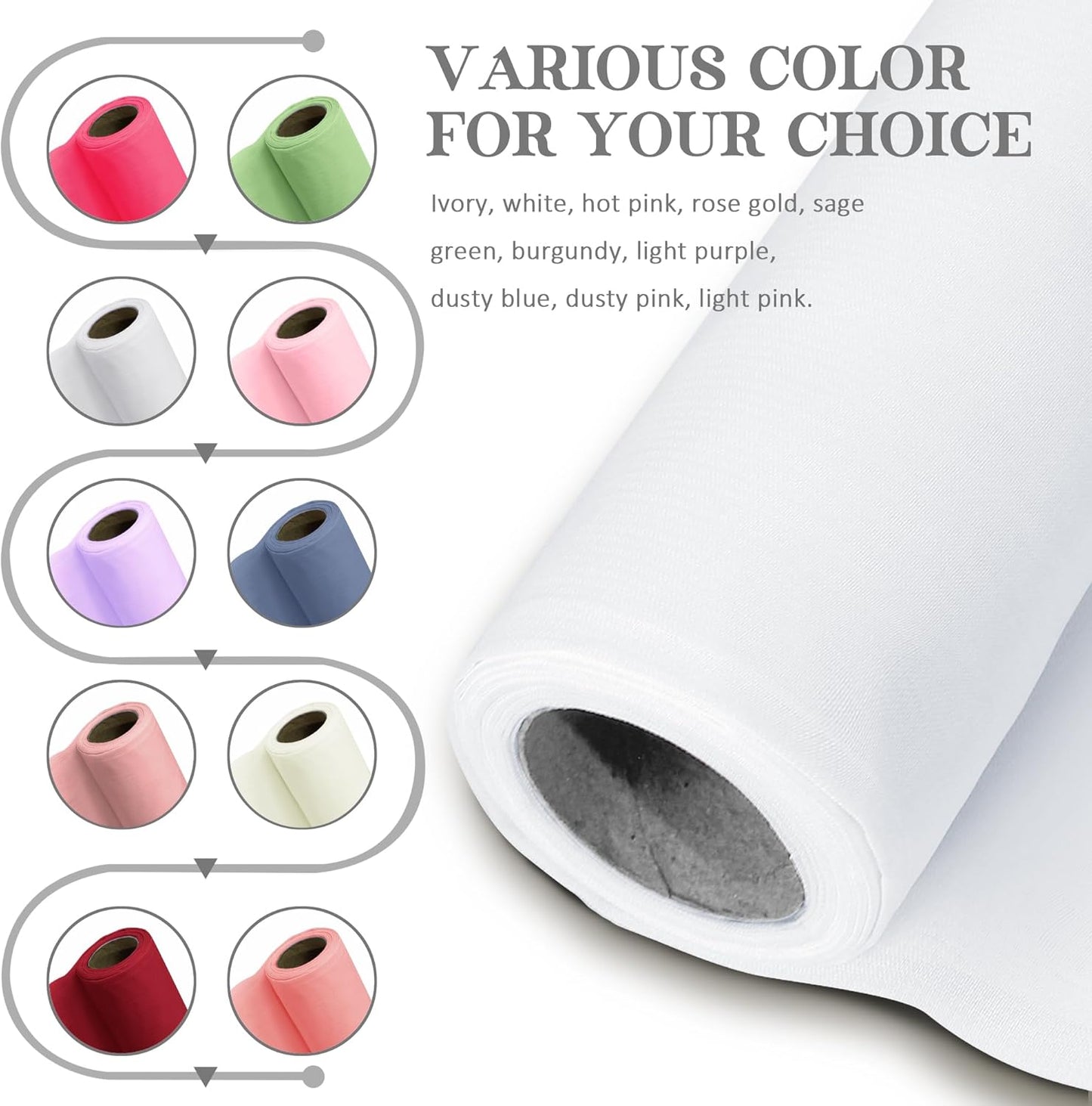 Horbaunal White Chiffon Fabric by The Yard, 5 Yard Continuous Sheer Fabric 59" Wide Soft Draping Fabric for Wedding Arch Draping Party Backdrop DIY Sewing