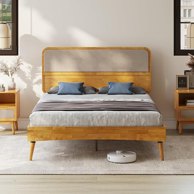 Bme Calista Queen Size Bed Frame – Solid Wood Platform Bed by Bme