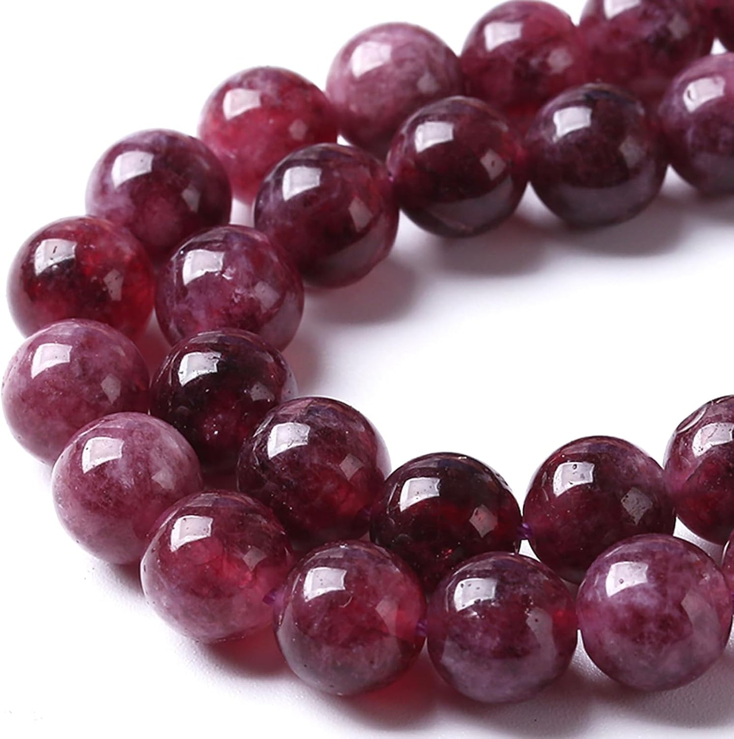 90PCS 8MM Natural Stone Kunzite Purple Jade Beads Round Loose Beads for Jewelry Making Bracelet 2 Strands 32"