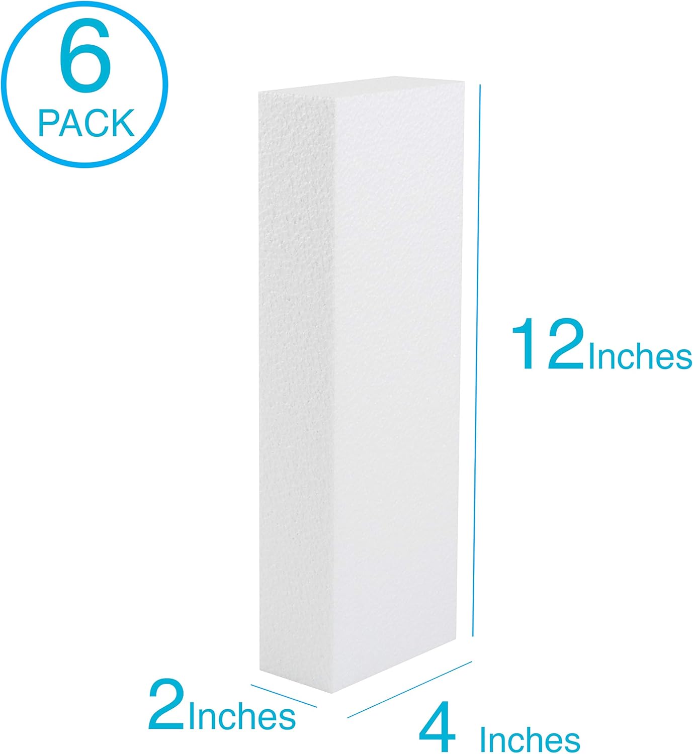 Silverlake 4x12x2 Craft Foam for Styrofoam Block Projects (6-Pack)