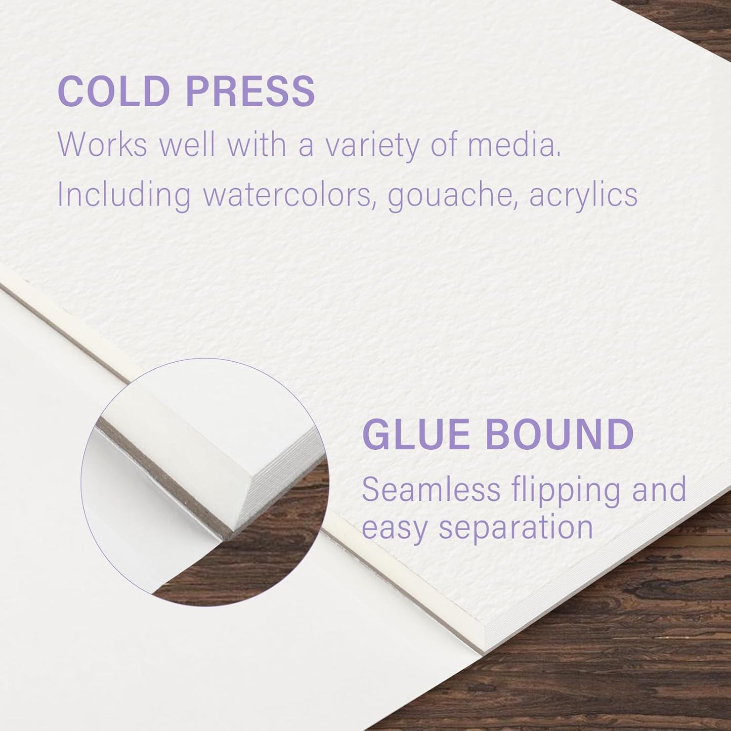 KIWIHUB Watercolor Paper Pad, 9 x 12 in, 100% Cotton, 140lb Medium Rough Artist Painting Drawing Paper Book, Art Supplies for Adults Kids, Watercolors