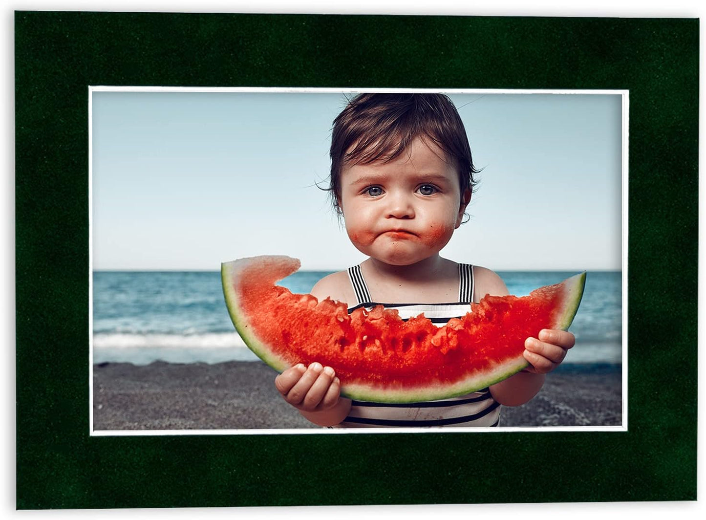 8x10 Mat Bevel Cut for 5x8 Photos - Acid Free Green Suede Precut Matboard - For Pictures, Photos, Framing - 4-ply Thickness