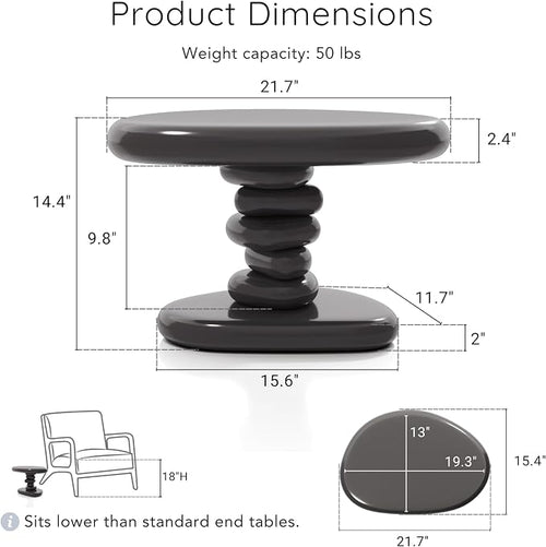 24/7 Shop at Home Kavren Modern 22-inch Oval Glossy Pedestal End Table - Image 2
