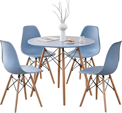 5-Piece Round Dining Table Set, Small 35.5" Kitchen Table Chairs Set of 4 Space by LECAFURHL