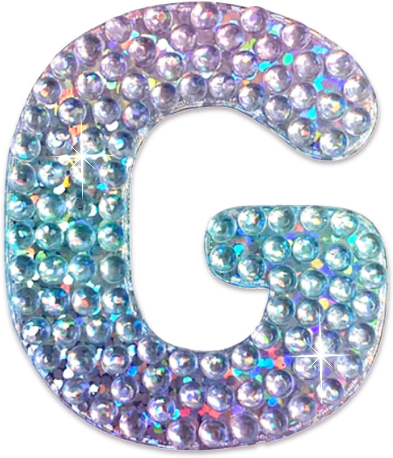 StickerBeans® Rhinestone Alphabet Letter Sticker G - Unique Sparkly Design 2” x 2” Cut-to-Shape Adhesive - Personalization, Collecting, Gifting, Scrapbooking, Decorating Laptops, Phone Cases, All Ages