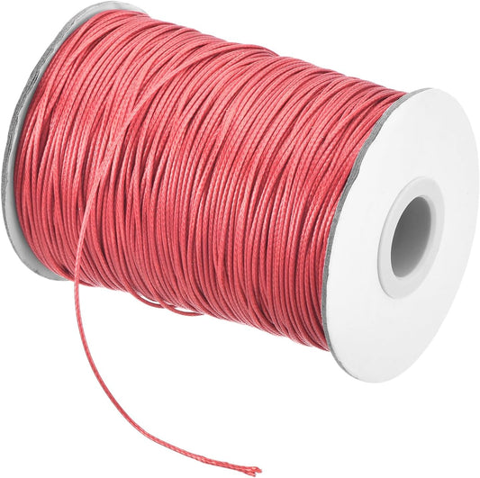 MECCANIXITY Waxed Cord 1.2mm Waxed Polyester Cord 175 Yard Wax String for Bracelet Making,Necklaces, Beading,Jewelry Making and DIY Crafts(Watermelon Red)