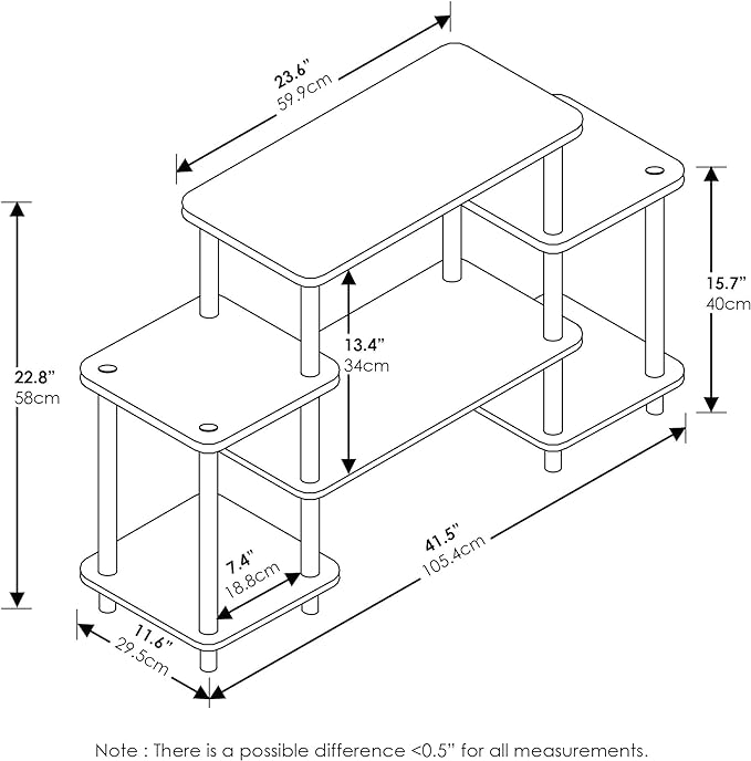 Furinno Turn-N-Tube No Tools Entertainment Center, Square corner, Dark Walnut - Image 3