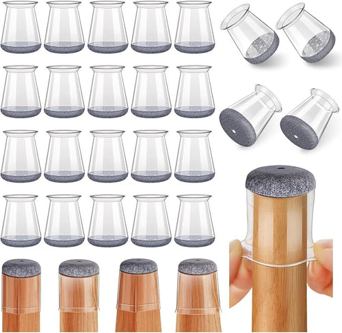 24 Pcs Chair Leg Floor Protectors Round, Silicone Felt Furniture Leg Pads Caps by Ansible