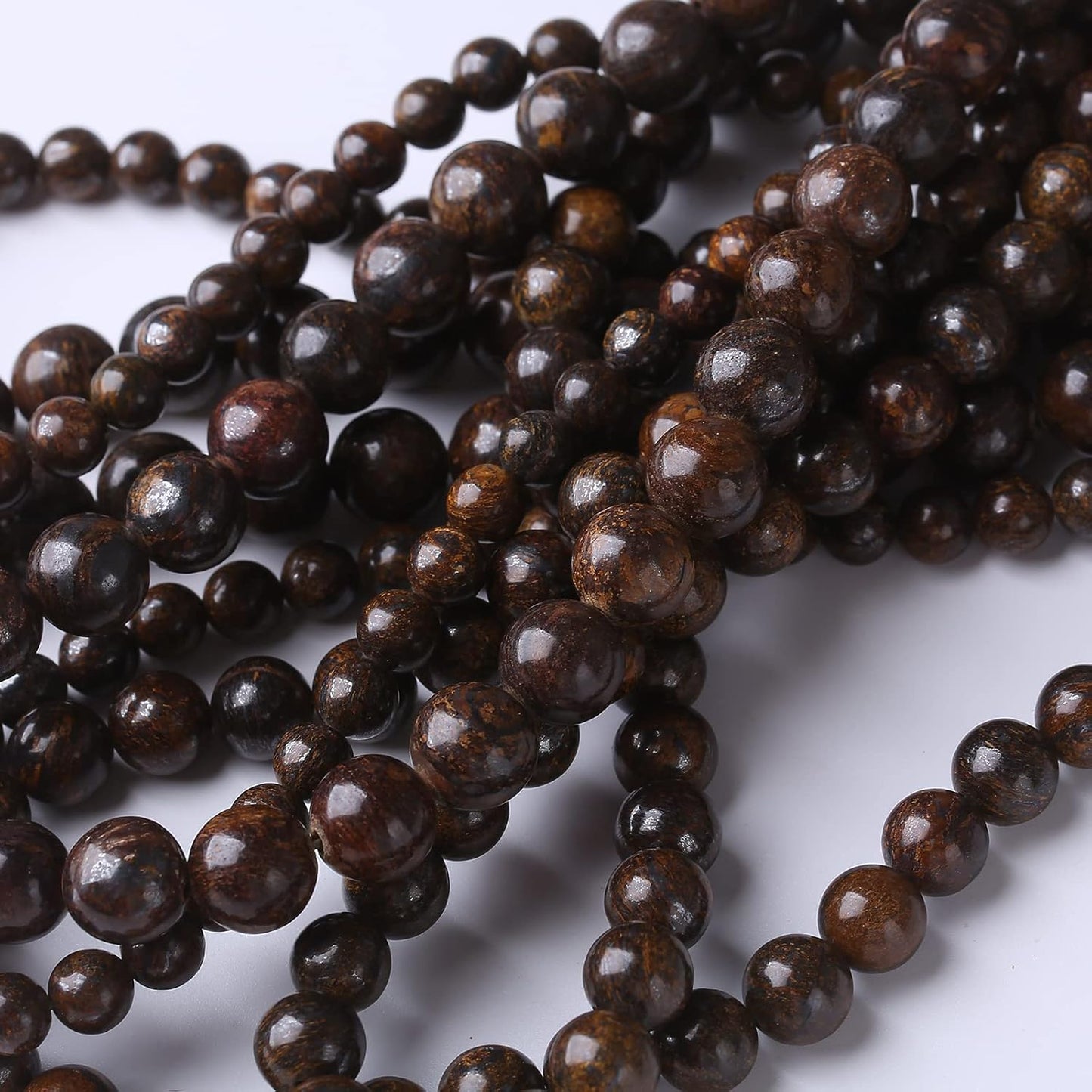 36PCS 10MM Natural Bronze Stone Beads Round Loose Stone Beads for Jewelry Making DIY Energy Stone Healing Power Bracelet 15"