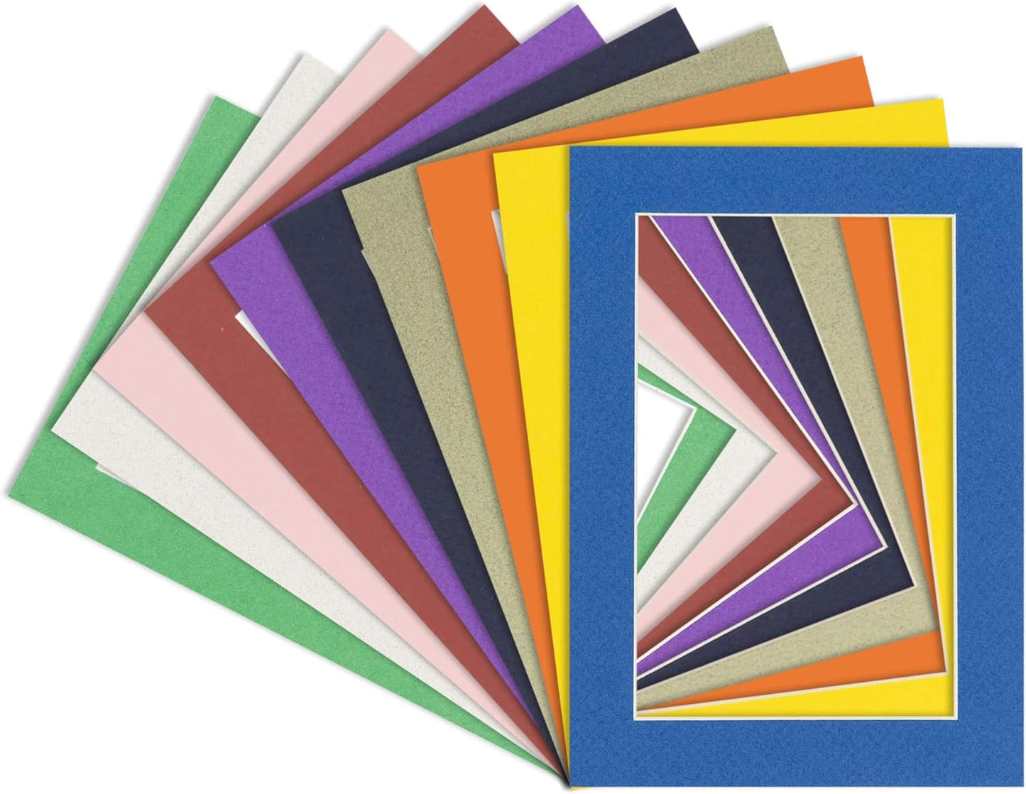 5x7 Mat for 8.5x11 Frame - Precut Mat Board Acid-Free Show Kit with Backing Board, and Clear Bags Mixed Colors 5x7 Photo Matte Made to Fit a 8.5x11 Picture Frame Matboard for Framing, Pack of 10 Mats