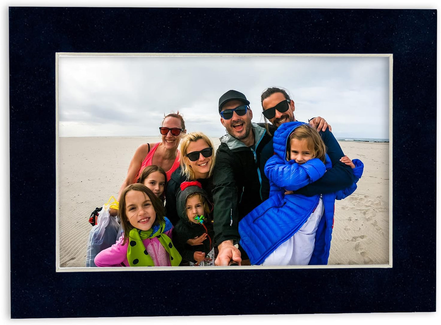 8x10 Mat Bevel Cut for 5.5x8.5 Photos - Acid Free Navy Suede Precut Matboard With Backing Board and Crystal Clear, Self Seal Photo Mat Bag - For Pictures, Photos, Framing - 4-ply Thickness