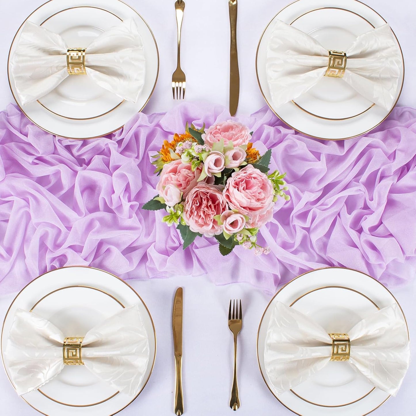 Lavender Chiffon Table Runner 30 x 120 Inches Romantic Sheer Fabric for Wedding Decorations, 10ft Baby Shower and Birthday Party Cake Table Decorations