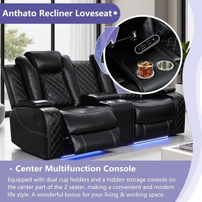 Power Recliner Sofa Set, Breathing Leather Reclining Sofa Set, Recliner Couch - Image 4