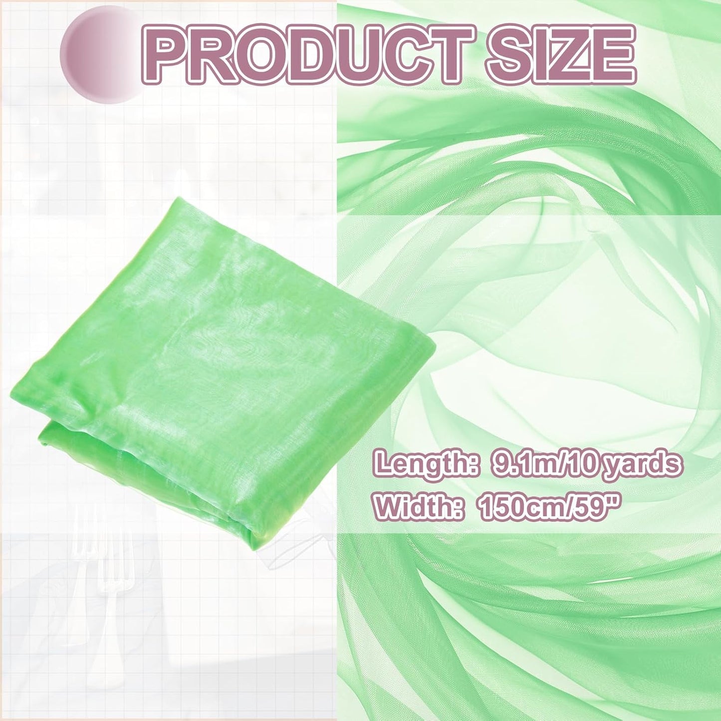 MECCANIXITY Iridescent Sheer Organza Fabric, 10 Yards x 59 Inches Solid Holographic Shiny Fabric Organza Cloth for Wedding, Curtains, Costume, Photo Background, Gradient Green Yellow