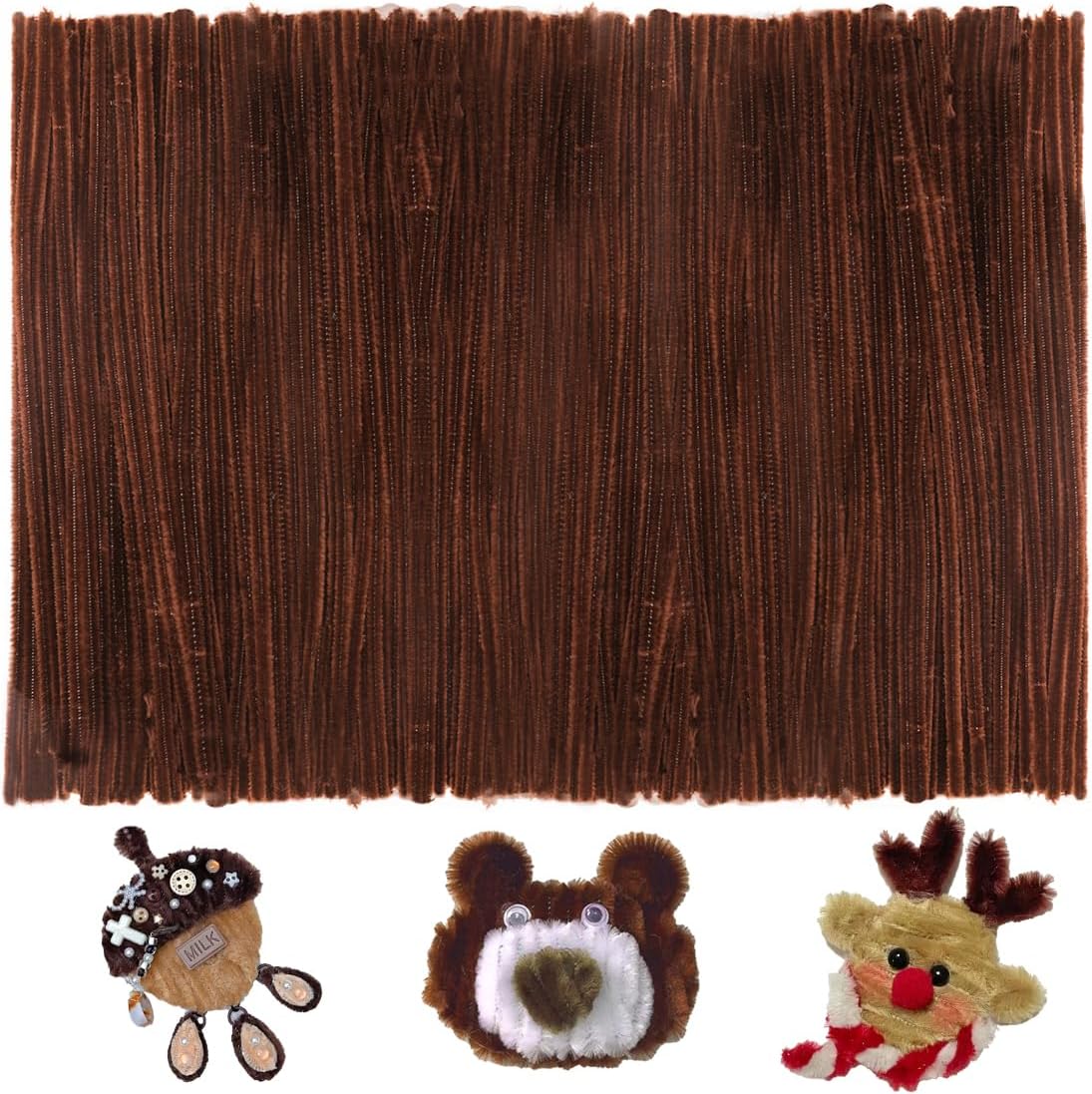 200pcs Pipe Cleaners, Pipe Cleaners for crafts, Craft Supplies Chenille Stems for Art&Craft Christmas DIY projects(12inch*6mm,Brown)