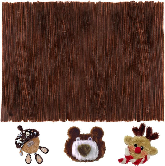 200pcs Pipe Cleaners, Pipe Cleaners for crafts, Craft Supplies Chenille Stems for Art&Craft Christmas DIY projects(12inch*6mm,Brown)