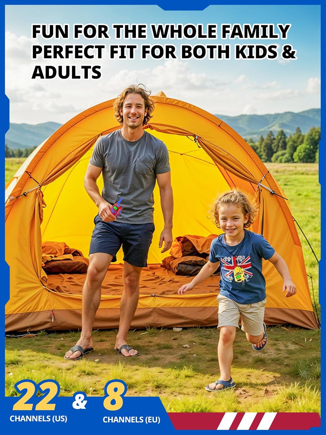 Walkie Talkies for Kids, Long Range 2 Way Radio, Outdoor Hiking Toys for 3-12 Year Old Chirstmas Birthday Gift for Boys, 4 Pack