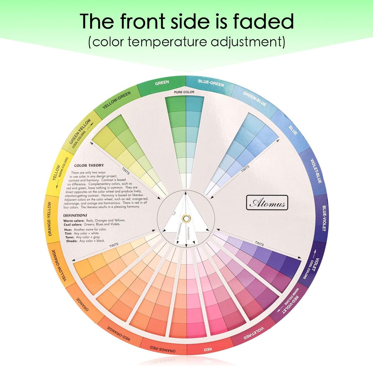 Creative Color Wheel, Paint Mixing Learning Guide Art Class Teaching Tool for Makeup Blending Board Chart Color Mixed Guide Mix Colours (9.25inch)