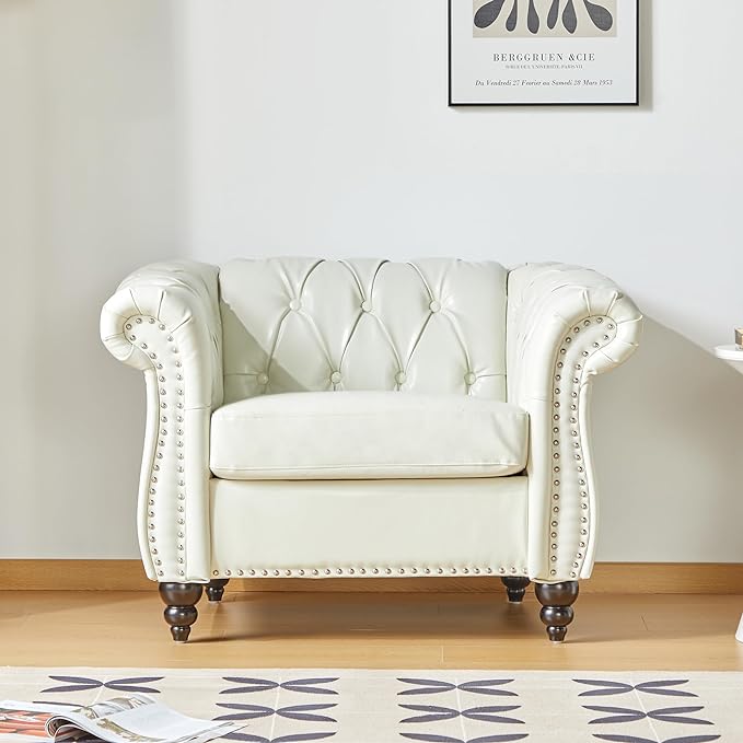 AVZEAR Leather Upholstered Armchair, Mid-Century Modern Single Sofa Chair by AVZEAR