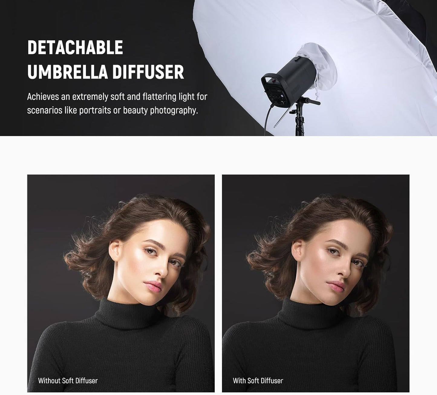 NEEWER 65"/165cm Parabolic Reflective Umbrella Photography with Silver Inner, Soft Lighting with Diffuser Cover, Bag, Quick Fold for Camera Photo Studio Video Light Shooting Monolight Flash, NS3U