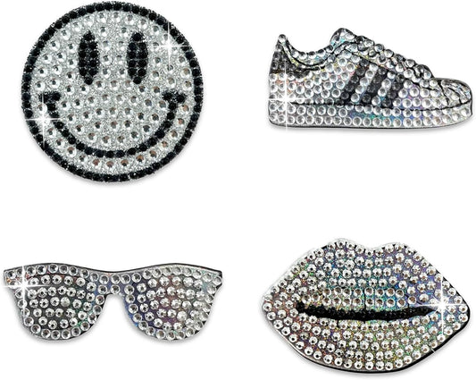 StickerBeans® Rhinestone Stickers - White Spirit 4-Pack, 2” x 2” Each, Unique Sparkly Cut-to-Shape for Collecting, Trading, Decorating Laptops, Phone Cases, Scrapbooks, for Kids, Teens, & Adults