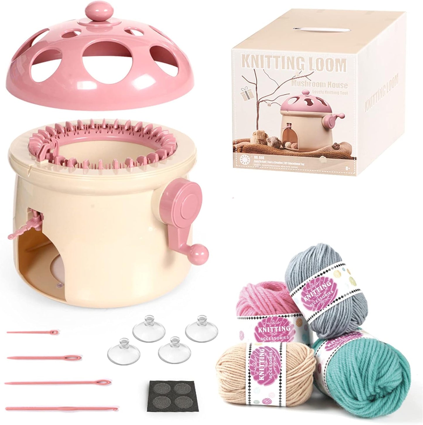 SENTRO Knitting Machines, 32 Needles Knitting Loom Smart Knitting Board Rotating Double Weaving Machine Kit for Kids and Adults Pink