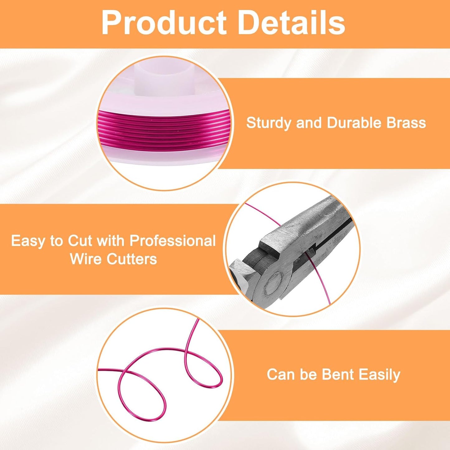 HARFINGTON 5ft Jewelry Wire, 18 Gauge (1mm) Brass Craft Soft Metal Tarnish Resistant Copper Beading Wire for Jewelry Making Supplies Crafting, Rose Red