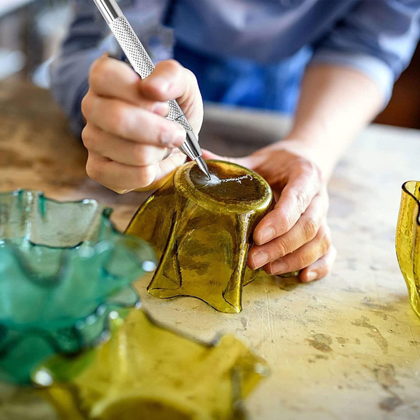 4 Pcs Tungsten Carbide Etching Tool with 20 Replacement Tips, Aluminium Carbide Engraving Pen With Clip, Metal Engraving Tool for Glass Ceramics and Hardened Steel Sheet