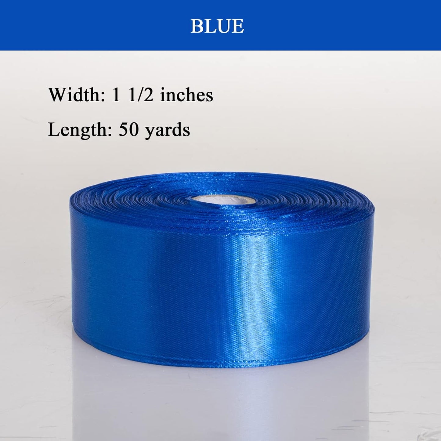 1 1/2 Inch Royal Blue Solid Satin Ribbon, 50 Yards Craft Fabric Ribbon for Gift Wrapping Floral Bouquets Wedding Party Decoration