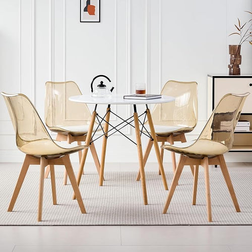 5-Piece Round Dining Table Set, Small Kitchen Table Chairs Set of 4 Space by LECAFURHL