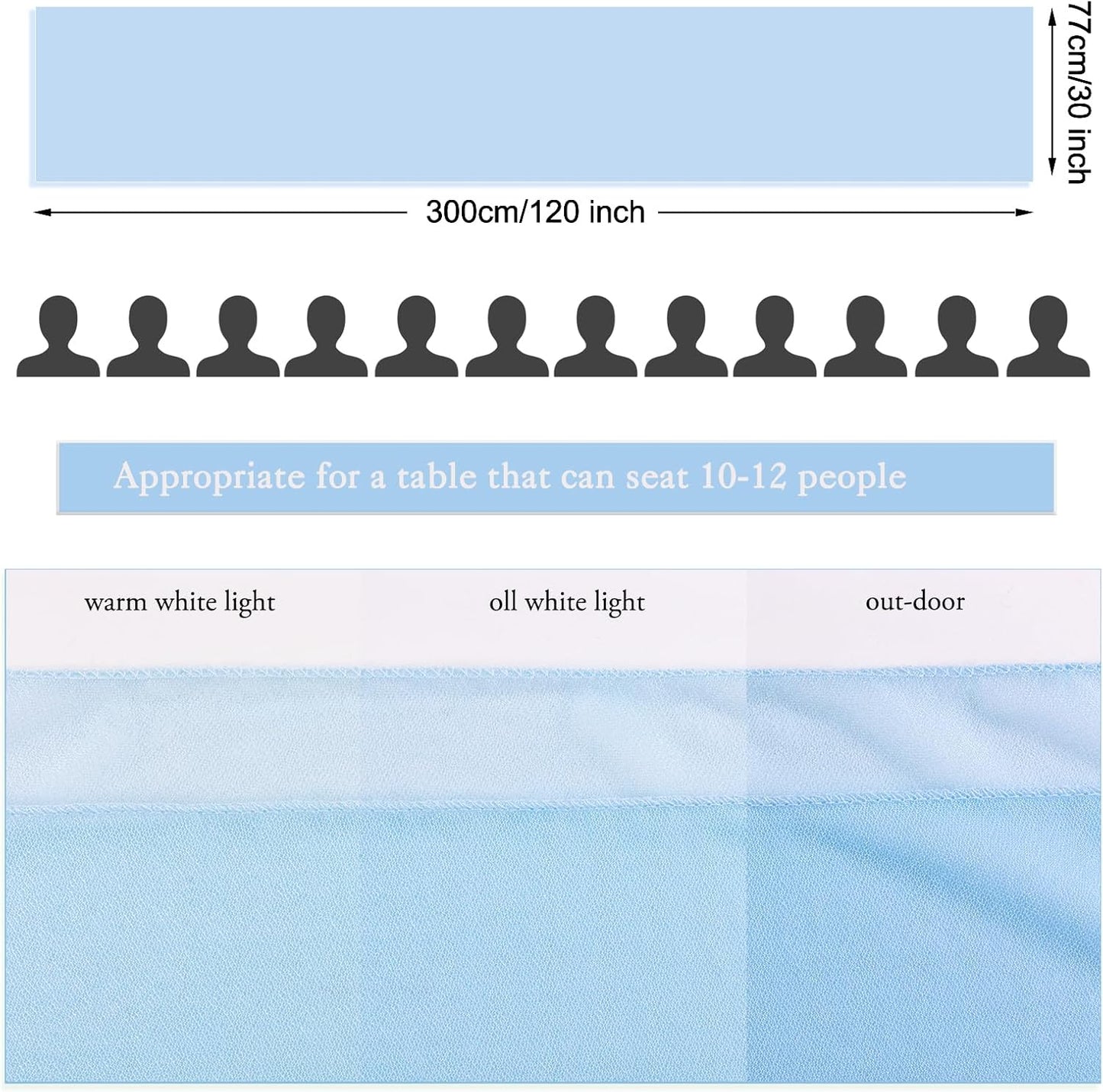 30 x 120 Inches Baby Blue Chiffon Table Runner 10ft Boho Gauze Table Runner for Wedding Decor, Rustic 120inch Long Table Runner for Wedding Bridal Baby Shower Party Decorations