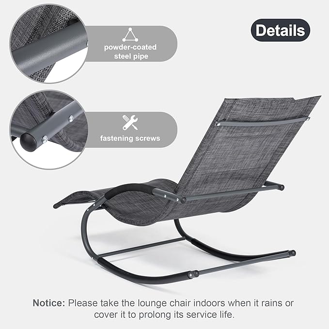 Outdoor Lounge Chairs with Removable Pillow, Pool Chaise Lounge Chairs Set of 2 - Image 5
