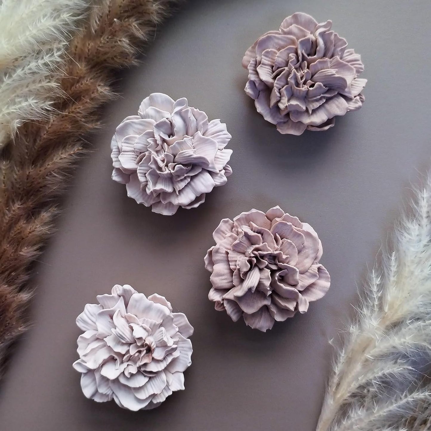 Wehous 2PCS Carnation Flower Candle Molds, 3D Flower Fondant Chocolate Cake Cupcake Topper Decoration Mold, Cute Floral Epoxy Resin Candle Soap Wax Concrete Polymer Clay Casting Craft Mould