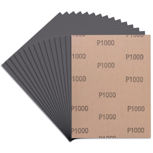 Sandpaper 1000 Grit, Wet Dry Sanding Sheets, High Performance Sand Paper for Wood Furniture Finishing, Metal Grinding, Automotive Polishing, 9 x 11 inches, 15-Sheets