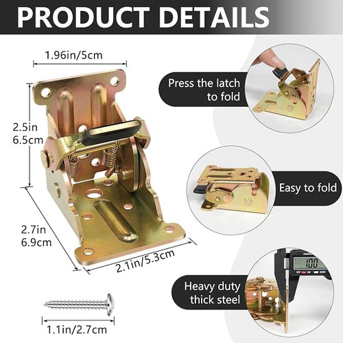 4 Pack Folding Brackets, Self-Lock Hinge - Image 2