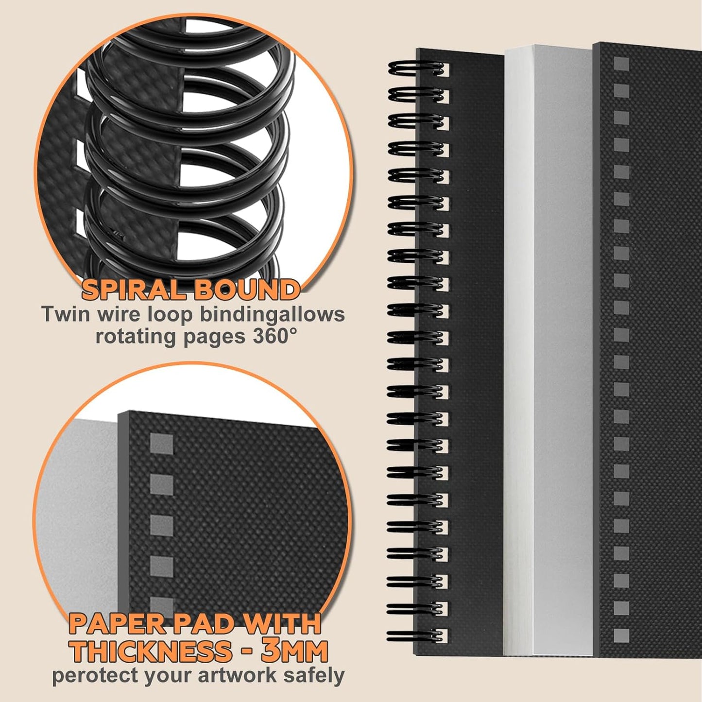 5.5" x 8.5" Sketch Book ，2 Pack 80-Sheets (68lb/100gsm)，Double-Sided Hardbound Sketchbook, Spiral Bound,Acid Free Paper Painting Drawing Writing Sketching Pad for Kids Adult Teens Girls Boys