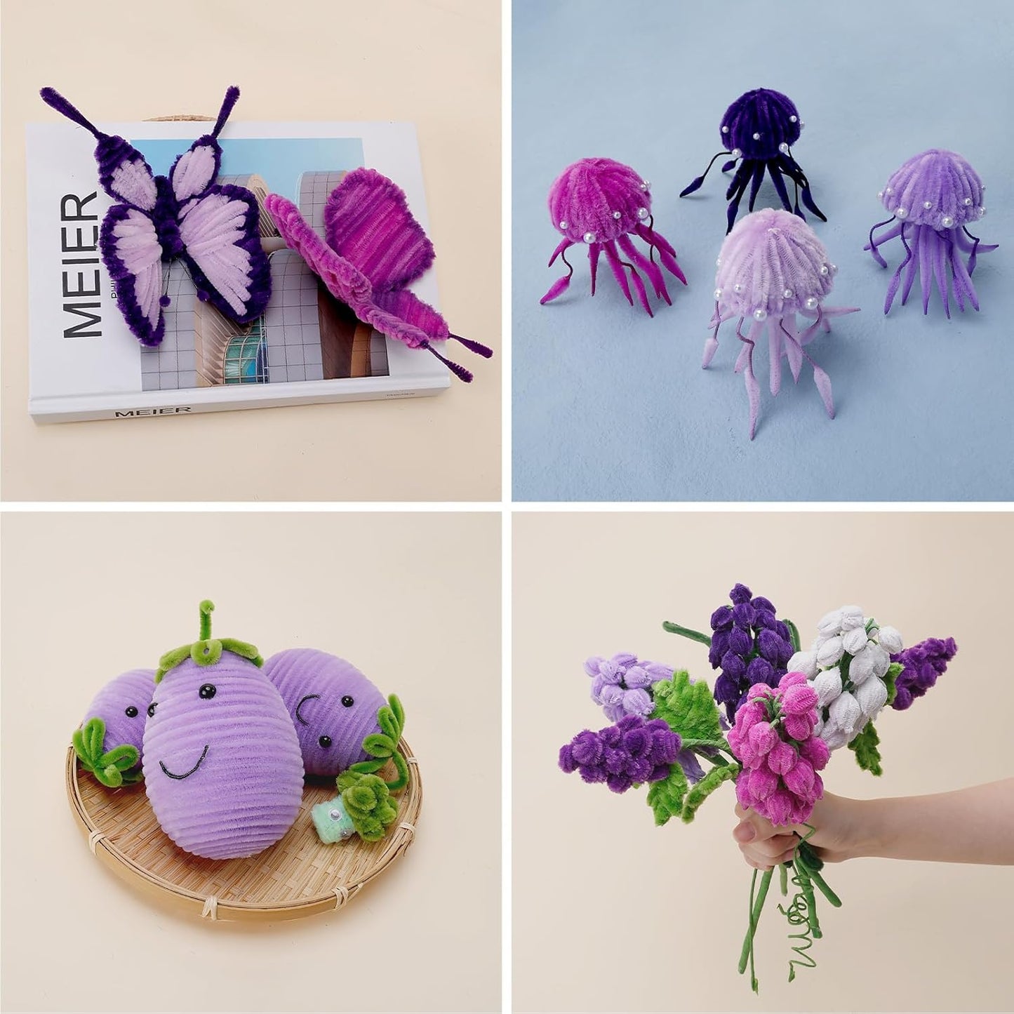 Caydo 500 Pieces Purple Pipe Cleaners, Chenille Stems, Pipe Cleaner Crafts for DIY Art and Craft Projects Creative Gift Party Decorations