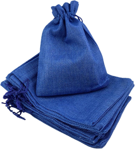 Palmhomee Pack of 25 Burlap Gift Bags with Drawstring Linen Jewelry Pouches Wedding Hessian Jute Bags for Birthday and Treat Pouches Party Wedding Favors Gift (6x8 Inch, Royal Blue)