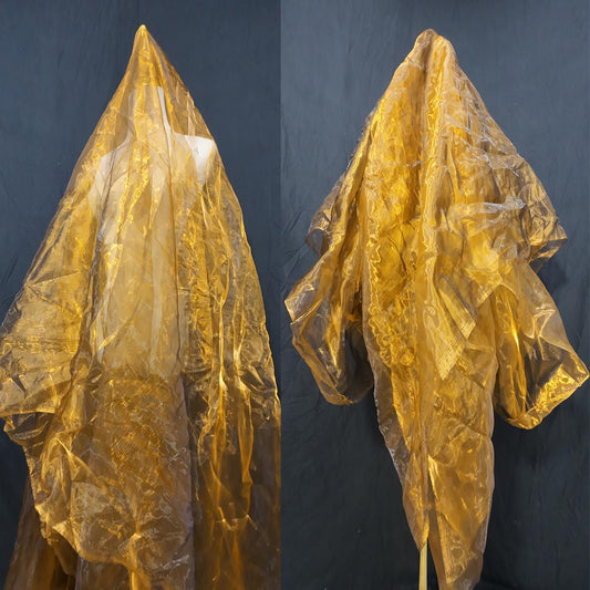 Two-Tone Iridescent Holographic Organza Fabric - 11 Yards | Lightweight Sheer Gauze Voile Tulle | for Dresses, Party Decor, DIY Crafts, Shiny Backdrops(Dull Gold)