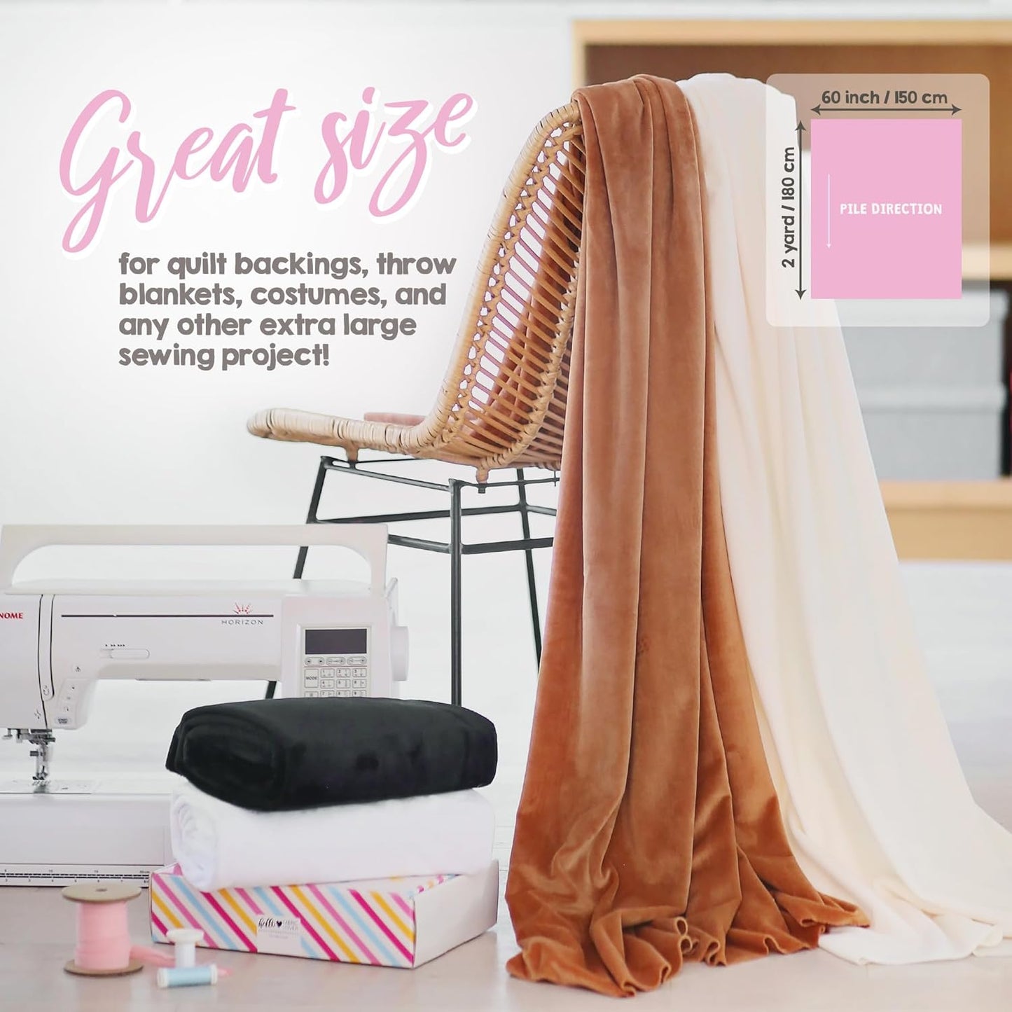 kullaloo Plush Fabric | 2 Yard Solid Brown Minky Fabric for Sewing | Super Soft Cuddle Material | for Quilt Backing, Throw Blankets, Pillows, Dog Bed, Stuffed Animals, Costumes, Apparel & More