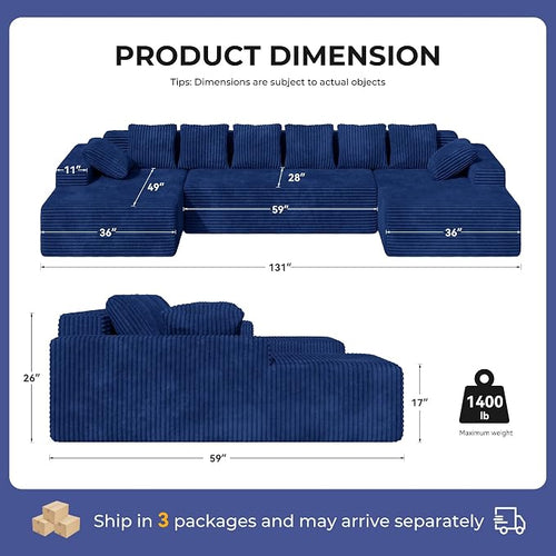 131'' Large Sectional Couches - Image 2