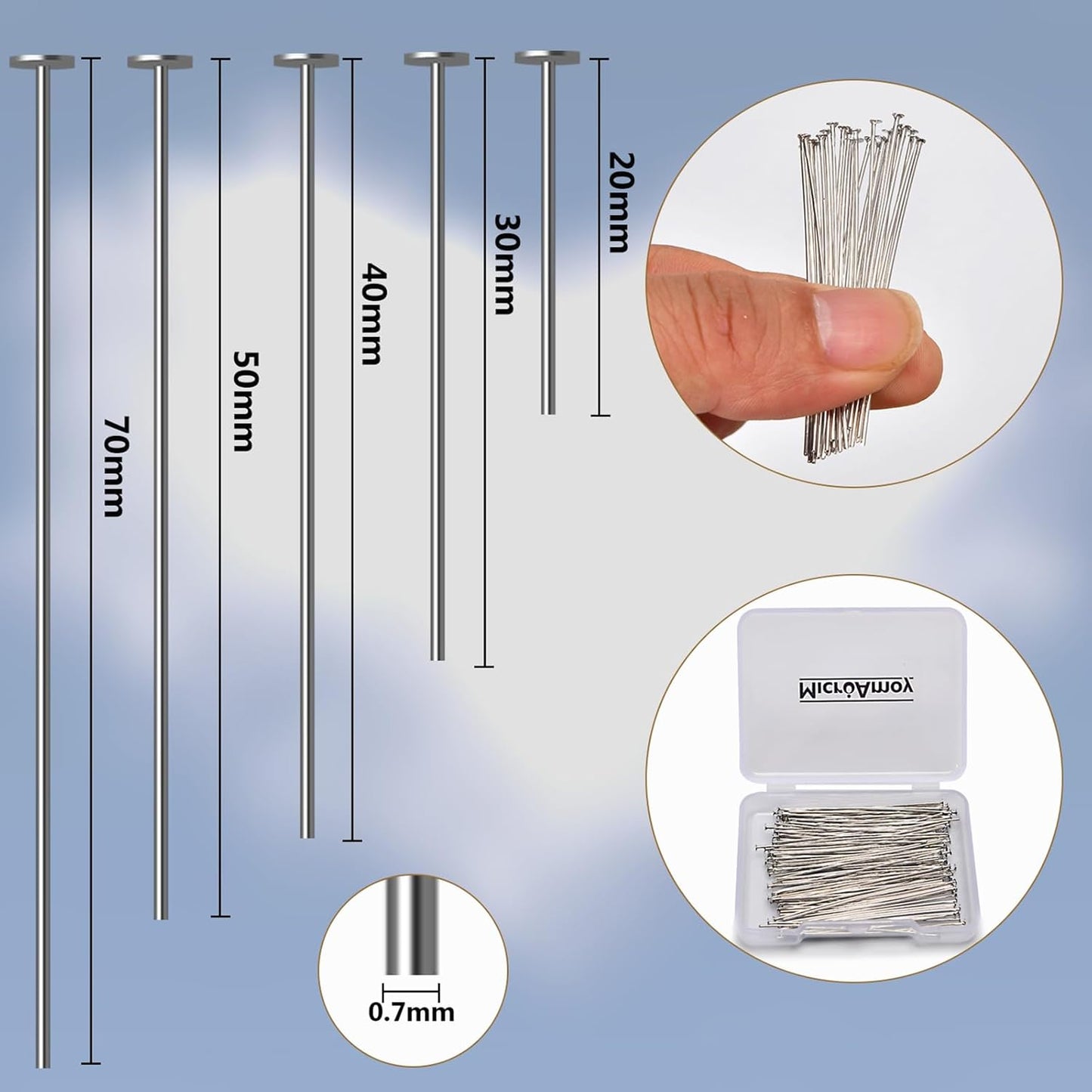150pcs Silver Filled Flat Head Pins Non Tarnish Craft Earring Bracelet Jewelry Making Accessories Supplies (30mm (1.18in), Silver-Flat Head Pin)
