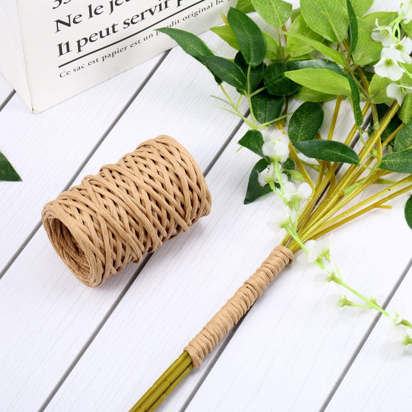 65 Feet Floral Wire Rustic Vine Bind Wire for Craft Wrapping Flower Bouquets(1 Roll,Khaki)