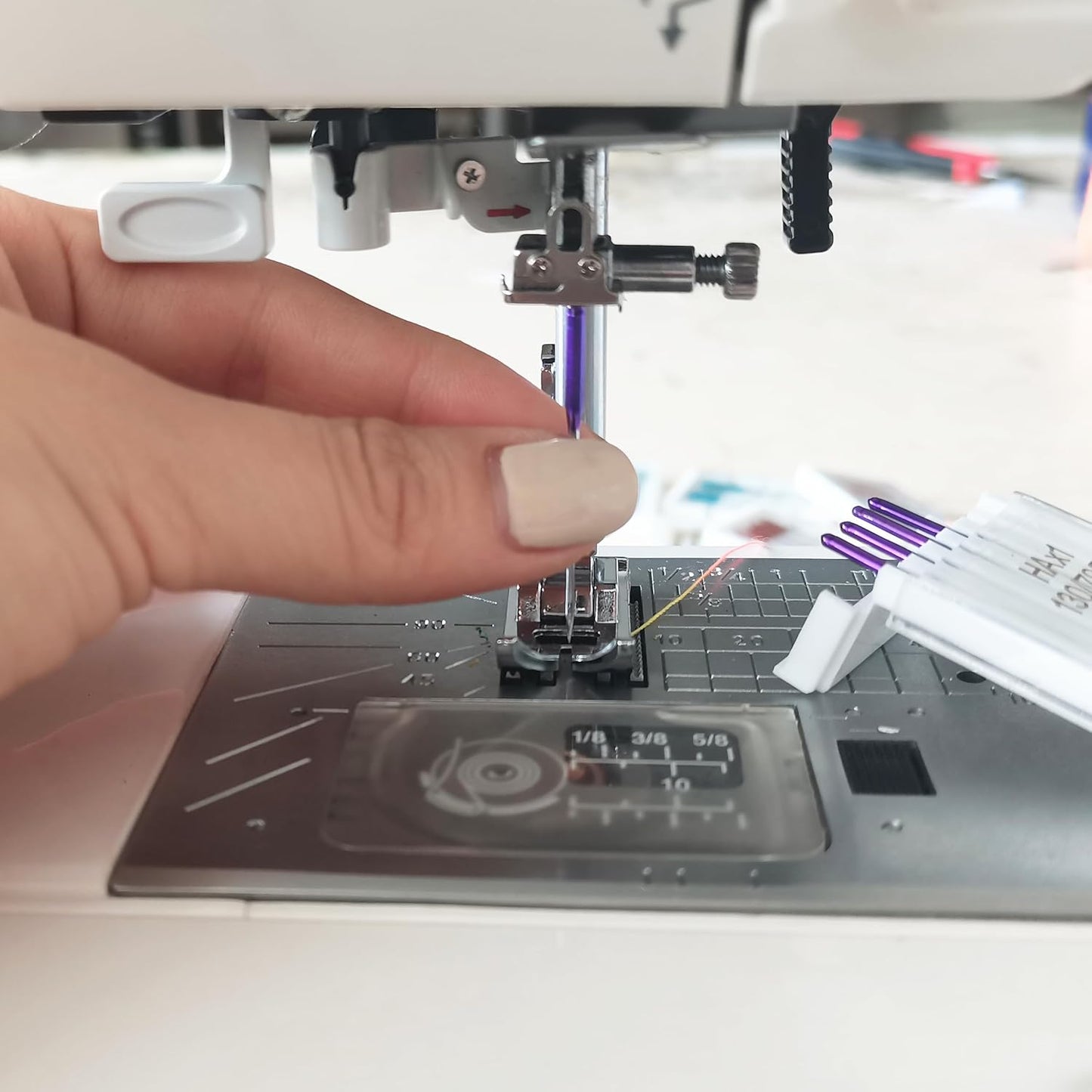HONEYSEW 60 Pieces Sewing Machine Needles Universal Regular Point Machine Needles for Home Sewing Machine Compatible with Singer, Brother and Old Sewing Machine (Purple, Size 14-60PCS)