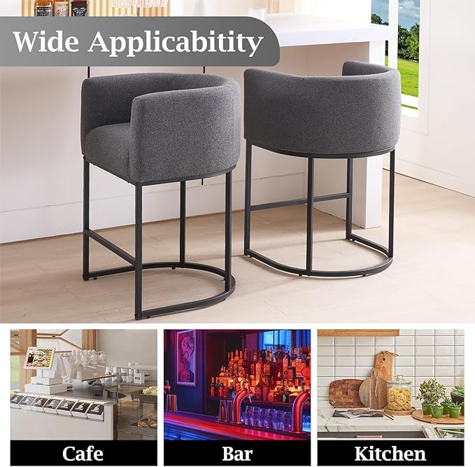 ClinQ 26" H Counter Height Bar Stools Set of 3, Modern Barrel Counter Stools - Image 3