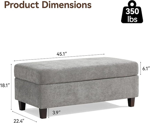 45 Inch Large Storage Ottoman Bench - Image 2