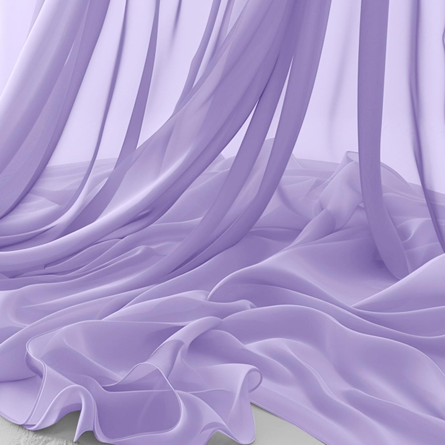Horbaunal Lavender Chiffon Fabric by The Yard, 5 Yard Continuous Sheer Fabric 59" Wide Soft Draping Fabric for Wedding Arch Draping Party Backdrop DIY Sewing