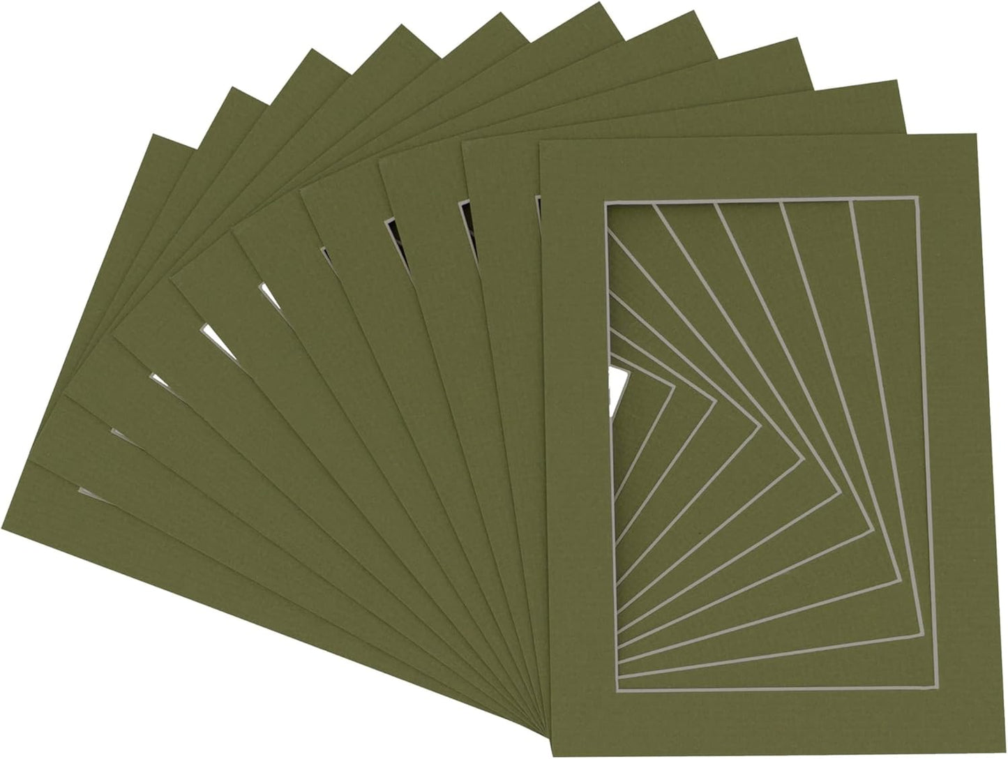 5x7 Mat for 8.5x11 Frame - Precut Mat Board Acid-Free Show Kit with Backing Board, and Clear Bags Dill Green 5x7 Photo Matte Made to Fit a 8.5x11 Picture Frame Matboard for Framing, Pack of 100 Mats